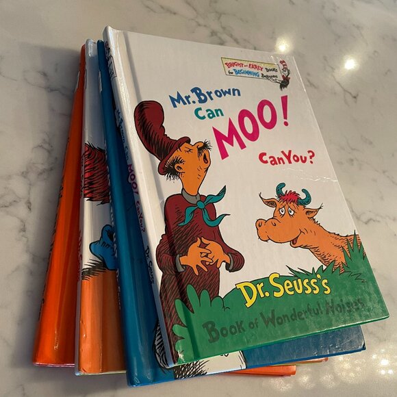 Dr. Seuss 4 Hardcover Book Lot - Green Eggs Cat in Hat Fox Sox Mr. Brown can Moo - Picture 5 of 5